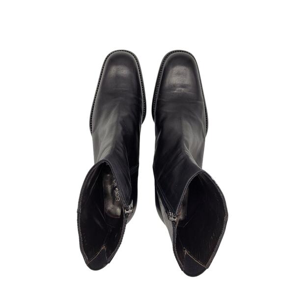 Sergio Rossi Black Leather Square Toe Ankle Boots - Size  39 - US 7.5 - Picture 7 of 9
